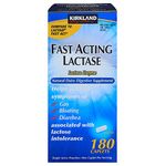 Kirkland Signature Fast Acting Lactase Natural Dairy Digestive Supplement, 180-Count Caplets