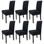 Leeyunbee Set of 6 Dining Chair Covers, Modern Elastic Stretch Chair Protector, Removable Washable Kitchen Chair Seat Cover for Hotel, Restaurant, Wedding, Dining Room, Banquet, Ceremony (Black)