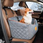 GL GLENSLAVE Dog Car Seat for Small Medium Dogs, Memory Foam Booster Dog Seat for Dogs up to 35 lbs, Elevated Pet Car Seat, Travel Safety Car Seat with Washable Cover, Storage Pockets (Grey)