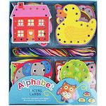 Buddy & Barney Alphabet Lacing Cards - Threading Toys for Children | Set of 26 Lacing Card with 26 Strings, Gifts for Kids, Lacing Picture Cards Learning Activity Set for Kids