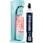 Drinkmate OmniFizz Sparkling Water and Soda Maker, Carbonates ANY Drink, with 60L CO2 Cylinder (Arctic Blue)