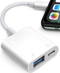 USB Adapter for iPhone/iPad,Fubiaofei USB Camera Female Cable for Lightning to USB Adapter Compatible with iPhone and iPad,iPad USB3 Adapter with Charging Port,Plug and Play,No App Required