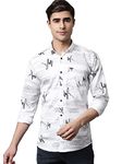 Majestic Man Printed Slim Fit Casual Shirt for Men (in, Alpha, S, Regular, Milky White)