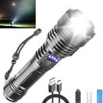 Chasinglee Flashlight Rechargeable LED 250000 High Lumens Flash Light, Super Bright Flashlight Powerful XHP70, Type-C, Charging Port Tactical Flashlights High Lumens, for Home Camping Hiking