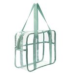 FIYUK Clear Tote Bag Transparent Cosmetic Makeup Toiletry Bag Lightweight Waterproof Organizer Large Storage (Green)