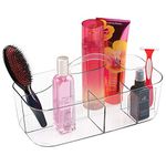 InterDesign Clarity Cosmetic Organizer Tote for Vanity Cabinet to Hold Makeup, Beauty Products, Clear, Small Tote