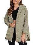 EVALESS Long Jackets for Women Fashion 2023 Winter Coats for Women Business Casual Quilted Jacket Jackets Light Green Down Jacket Long Sleeve Puffer Jacket Hooded Outfits Teachers Clothes，XX-Large