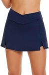 Aderea Women's Plus Athletic Skorts with Shorts Tummy Control Golf Skirts Navy Blue Tennis Skirt with Pockets Workout Pickleball Casual Skort