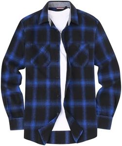 Esabel.C Mens Flannel Shirt Regular Fit Long Sleeve,Casual Button Down Plaid Flannel Shirt for Men,Navy/Royal1225,XXL