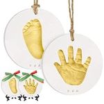 Baby Hand and Footprint Kit - Personalized Baby Foot Printing Kit for Newborn - Baby Footprint Kit for Toddlers - Baby Keepsake Handprint Kit - Baby Handprint Ornament Kit (Gold Paint)