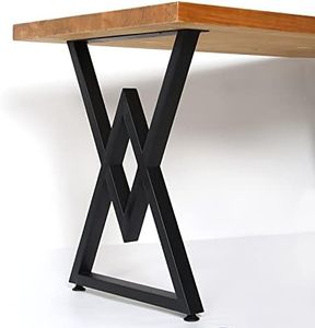 SSS Furniture Metal Table Legs Heavy Duty Industrial Table Base, 28 inch Height 19.7 inch Wide Black Metal Furniture Legs Modern Dining Coffee Table Legs DIY Desk Legs Set of 2