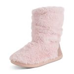 Polar Womens Slipper Boots with Sherpa Lining - Memory Foam Indoor Bootie Slipper with Anti-Slip Rubber Sole - Soft, Warm and Fluffy House Slipper - Ankle Boot Slippers - Pink Fur AYC0844/UK5