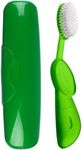 RADIUS Toothbrush Original Big Brush BPA Free and ADA Accepted - Right Hand - Green Brush with Green Case