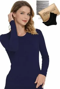 Merino Wool Base Layer Women 100% Merino Wool Long Sleeve Thermal Shirts for Women for Skiing Hiking