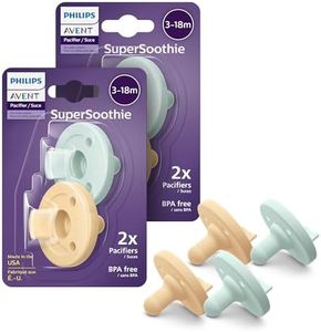 Philips Avent Soothie Orthodontic Baby Pacifiers, 100% Silicone Pacifiers, One Piece, BPA-Free, for Babies 3-18 Months, 2 Green and 2 Yellow, 4 Pack, Model SCF192/72
