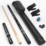 lotmusic Pool Stick with Telescopic Fiber Extension Cue,58 Inch Professional Pool Cue Stick Set with Black Pool Cue Case & Billiards Accessories (Pattern (1) with Extension Cue)