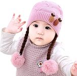 Devil Girls Toddler Infant Cute Soft Winter Knit Warm Choti Benaie Hat (Light Pink,1-2 Years)