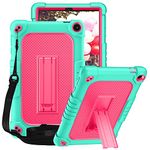 FIEWESEY Case for Walmart Onn 8 Inch Gen 3 2022(Model:100071483) Tablet,Shockproof Kids Friendly Rugged Cover with Shoulder Strap & Stand Case for Walmart Onn 8 Inch Gen 3 2022 Tablet (Green/Pink)