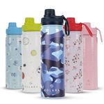 SOLARA Insulated Water Bottle 650ml, Hot Water Bottle, Thermosteel Water Bottles for Travel, Home, Office, School, Gym, Adults, Water Bottle Hot and Cold, Sipper Bottle, Shark Camo