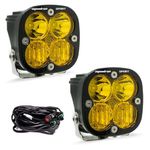 Baja Designs Squadron Sport LED Light Pod Pair - 2 PCS LED with Wiring Harness (Driving Combo; Amber)