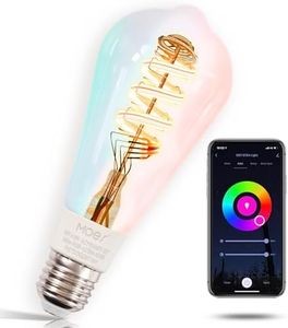 MOES Alexa Smart Light Bulb E27 Vintage, WiFi RGB LED Lamp, Dimmable, 5W, 2700K-6500K Warm White Cold White, Edison Bulb, 16 Million Colours, Compatible with Alexa Google Home - 1 Pack