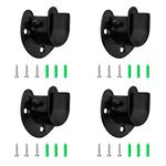 Stainless Steel Closet Rod Bracket 4pcs Heavy Duty Flange Rod Holder 1" & 1-1/4" Diameter Curtain Rod End Supports U-Shaped Wardrobe Rod Bracket Black White with Screws