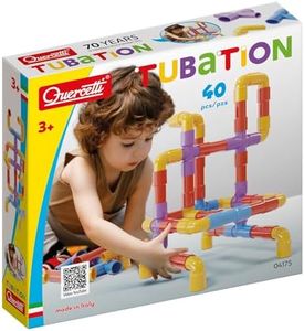 Quercetti Tubation - 40 Piece Interlocking Pipeline Maze Building Set - Open Ended Construction Toy for Ages 3 and Up (Made in Italy)