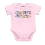 KNITROOT Grandparent Family Special Onesies, Unisex Baby Kids Cotton Lycra Envelope Neck Half Sleeve Pink Romper, Bodysuit, Sleepsuit, Grandpa's Favourite, 3-6 Months, Infant Cloths for Boys & Girls