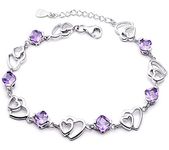 findout Amethyst Red Blue White Heart Crystal Bracelet Silver Pink For Women Girls., One Size, Glass, Crystal, One Size, Glass, Crystal