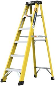 Fiberglass Step Ladder 6 Foot 300 lb Capacity, Non-Conductive Folding Platform Ladder for Home and Industrial Worksite,