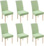 Smiry Velvet Stretch Dining Room Chair Covers Set of 6, Soft Removable Washable Chair Slipcovers Kitchen Parsons Chair Protector, Pea Green