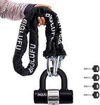 BIGLUFU Motorcycle Lock Chain Locks with 4Keys 16mm U Lock, 150cm/5ft Heavy Duty Long Chain, Cut Proof 12mm Thick Chains, Ideal for Motorcycles, Motorbike, Bike, Generator, Gates, Bicycle, Scooter