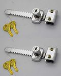 Glass Door Stainless Steel Regular 6 Inch Lock for Sliding Glass, with 2 Moulded Keys Glass Door Lock (Pack of 2)