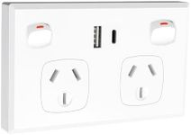 Double Power Point with USB A & C, GPO Wall Outlet, Fast Charging 5V 3.6 Amp, SAA RCM Approved,Single Control Single Switch, 10A/2400W, White