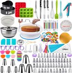 Cake Decorating Supplies,421 PCS Cake Decorating Kit 2 Packs Springform Cake Pans, Cake Rotating Turntable,48 Piping Icing Tips,8 Large Nozzles, Baking Supplies,Cupcake Decorating Kit