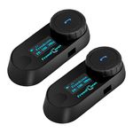 FreedConn T-COM SC 5.0 Motorcycle Bluetooth Headset Bluetooth Helmet Intercom 2 Riders 800M/Music Share/Motorbike Accessories/Bluetooth Motorcycle Headsets with LCD Screen Twin Pack