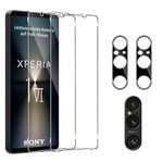 Pkila Tempered Glass for Sony Xperia 1 VI Screen Protector with Camera Lens Protector[2+2 Pack], Full Coverage HD Clear, Shatterproof Premium Quality Guard Protective Film