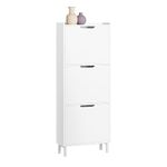 SoBuy 3 Flip-drawers Shoe Cabinet Shoe Rack Shoe Storage Cupboard Organizer Unit White W50 x D19 x H129cm FSR151-H-W