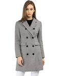 Allegra K Women's Winter Coat Elegant Notched Lapel Double Breasted Trench Coat, Grey, XL
