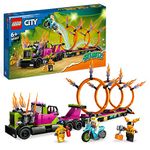 LEGO 60357 City Stuntz Stunt Truck & Ring of Fire Challenge with Flywheel-Powered Motorbike Toy and Minifigures, Fun Gift for Kids Aged 6 Plus, 2023 Set