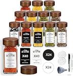 Asueilc 12 Pcs Spice Jars Set-Glass Spice Jars With Sandalwood Lid- 120ml Seasoning Container For Kitchen Herbs Spices and Flavourings-Kitchen Storage&Organisation-of Spice Jars With Lids And Labels