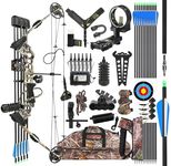 Surwolf Compound Bow Kit,Hunting&Target,Limb Made in USA,Draw Weight 20-70lbs Adjustable,Draw Length 24-30", Right/Left Handed for Adult/Beginner Hunting&Targeting (Camo, Right Handed)