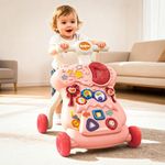 Baybee Lilo Baby Walker for Kids, Baby Push Walker with Music, LED Light, Rotating Gears & Grip Handle | Activity Kids Walker for Baby Toddlers | Walkers for 0 to 2 Years Boy Girl (Pink)