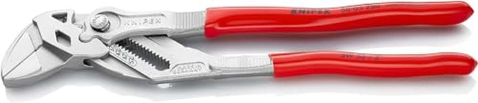 KNIPEX Pliers Wrench, Chrome-Plated, 250 mm, Grips Continuously Up to 52 mm, Fine Adjustment by Button Push, Adjustable Wrench, 86 03 250