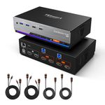 TESmart HDMI KVM Switch, 8K@60HZ KVM for 2 Monitors 2 Computers, USB 3.0 Dual Monitor KVM Switch Support Gigabit Network,EDID Emulators,Headset Port, Hotkey Switch, Button Switch, with All Input Cable