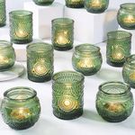 36 Pcs Green Votive Candle Holders Bulk- Assorted Glass Tea Lights Candle Holders, Green Candle Holders, Tea Candle Holders for Christmas, Tea Party, Fall Wedding, Bridal Shower Table Centerpieces