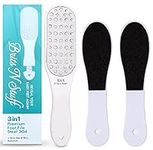 3-in-1 Professional Pedicure Foot File for Hard Skin - Anti Rust Stainless Steel Callus Remover for Cracked Heels - Easy to Use & Anti Skid Design - Foot Care Tool for Dry and Dead Skin - BNS