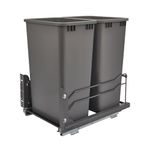 Rev-A-Shelf Pull Out Dual Trash Can for Full Height Kitchen Garbage Cabinet 50 Quart 12.5 Gallon with Soft-Close Slides, Orion Gray, 53WC-2150SCDM-213