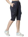 UZARUS Womens Cargo Capri Shorts with 9 Pockets (M, Anthra Navy)