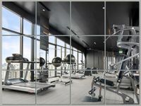 JAMBALAY Glass Full Length Wall Mirror Tiles, 12Pcs 10"×12" Home Gym Mirrors for Gym, Frameless Full Body Wall Mirrors for Bedroom, Living Room, Over The Door, Self Adhesive